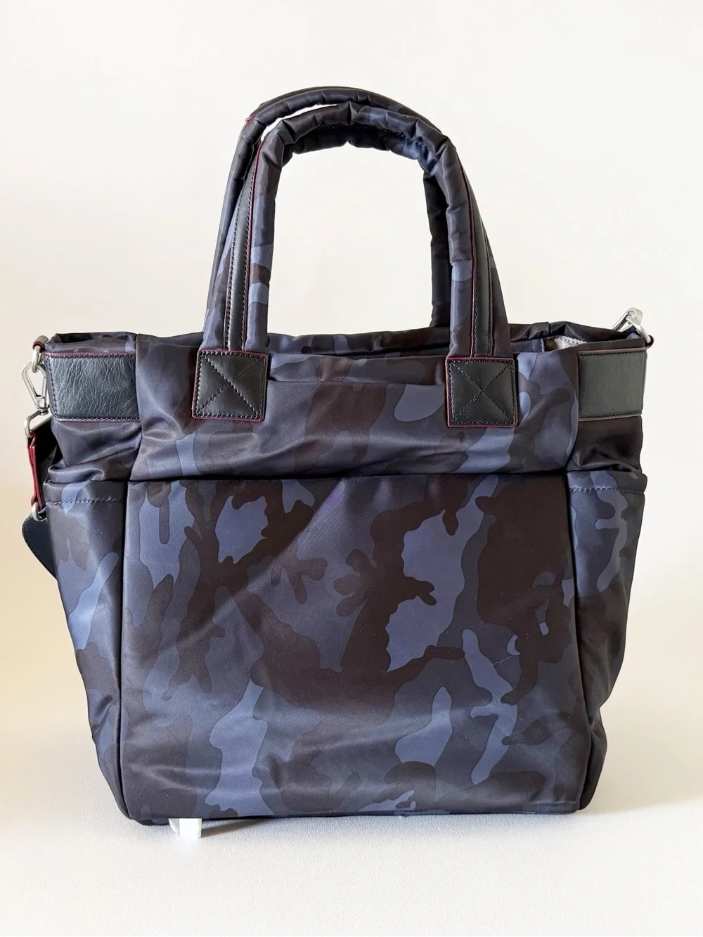 MZ Wallace Bleecker Tote Bag Blue Camouflage Nylon Travel Messenger - Picture 4 of 14